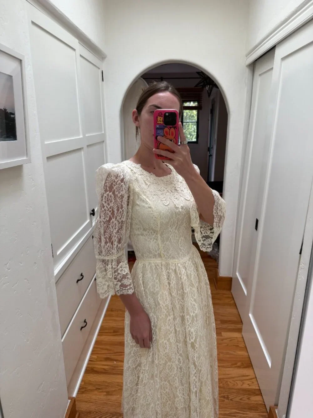 VTG 70s Gunne Sax Ivory Lace Dress Romantic Prairie Victorian Bridal Sz 7 - Picture 10 of 12